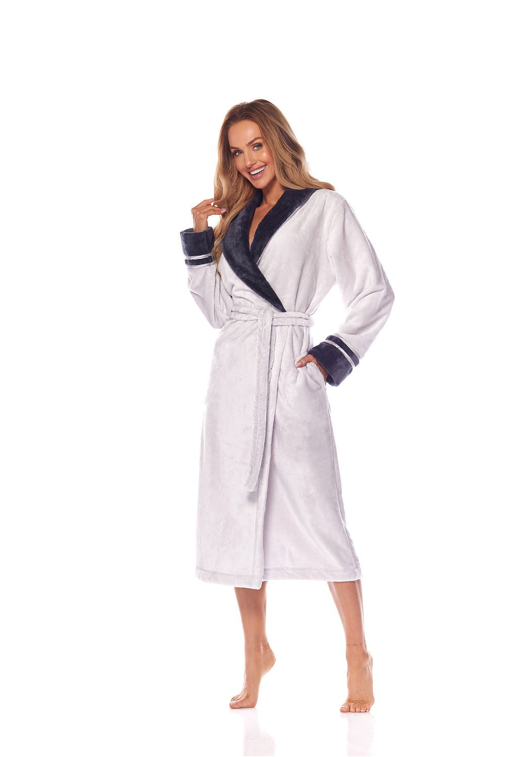 Long Sleeved Womens Luxury Bathrobe with Pockets by L&L