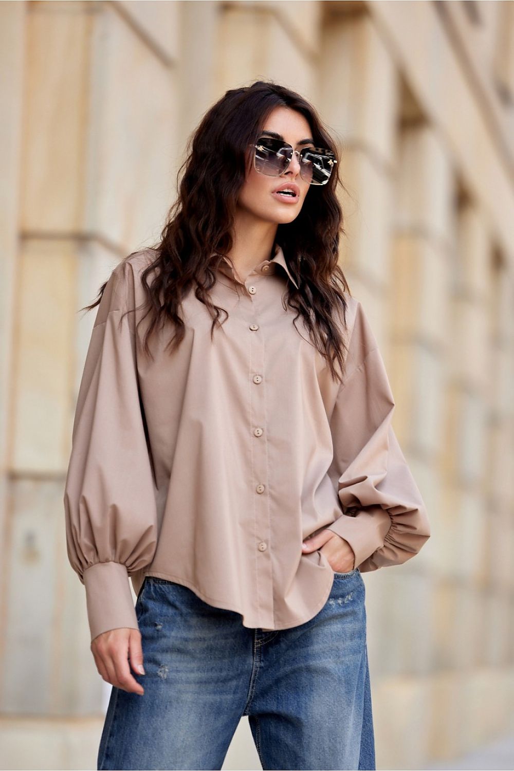 Long Puffy Sleeve Ladies Collar Shirt by Roco Fashion | 6 Colour Options