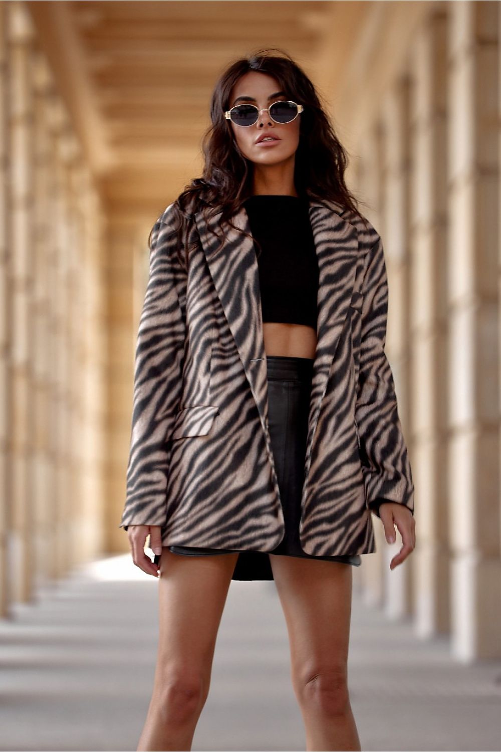 Zebra Pattern Lined Wide-Cut Jacket by Roco Fashion