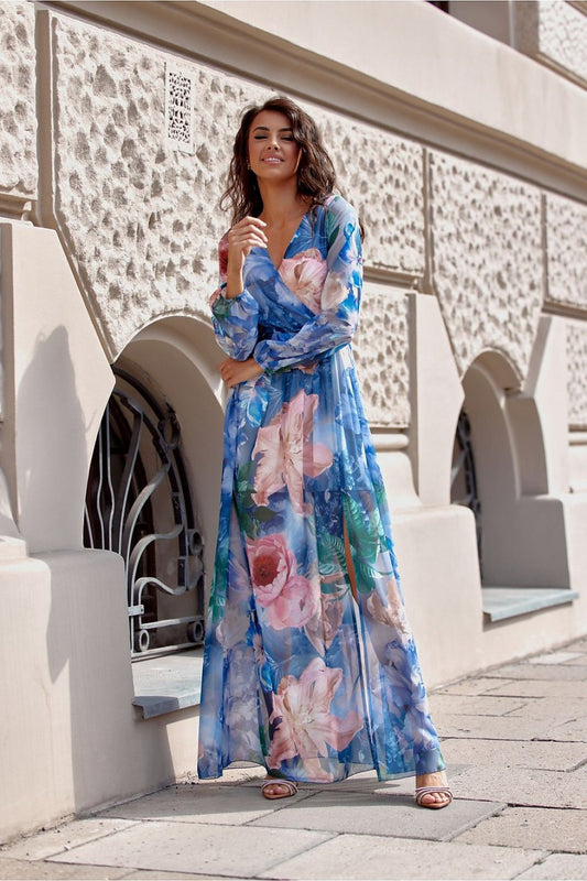 Bold Print Long Sleeve Maxi Daydress by Roco Fashion