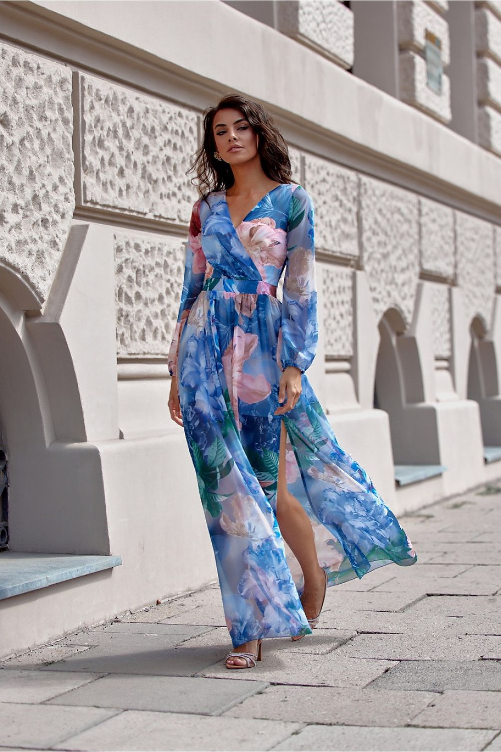 Bold Print Long Sleeve Maxi Daydress by Roco Fashion