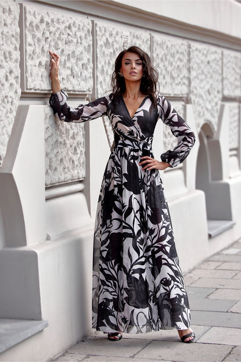 Bold Print Long Sleeve Maxi Daydress by Roco Fashion