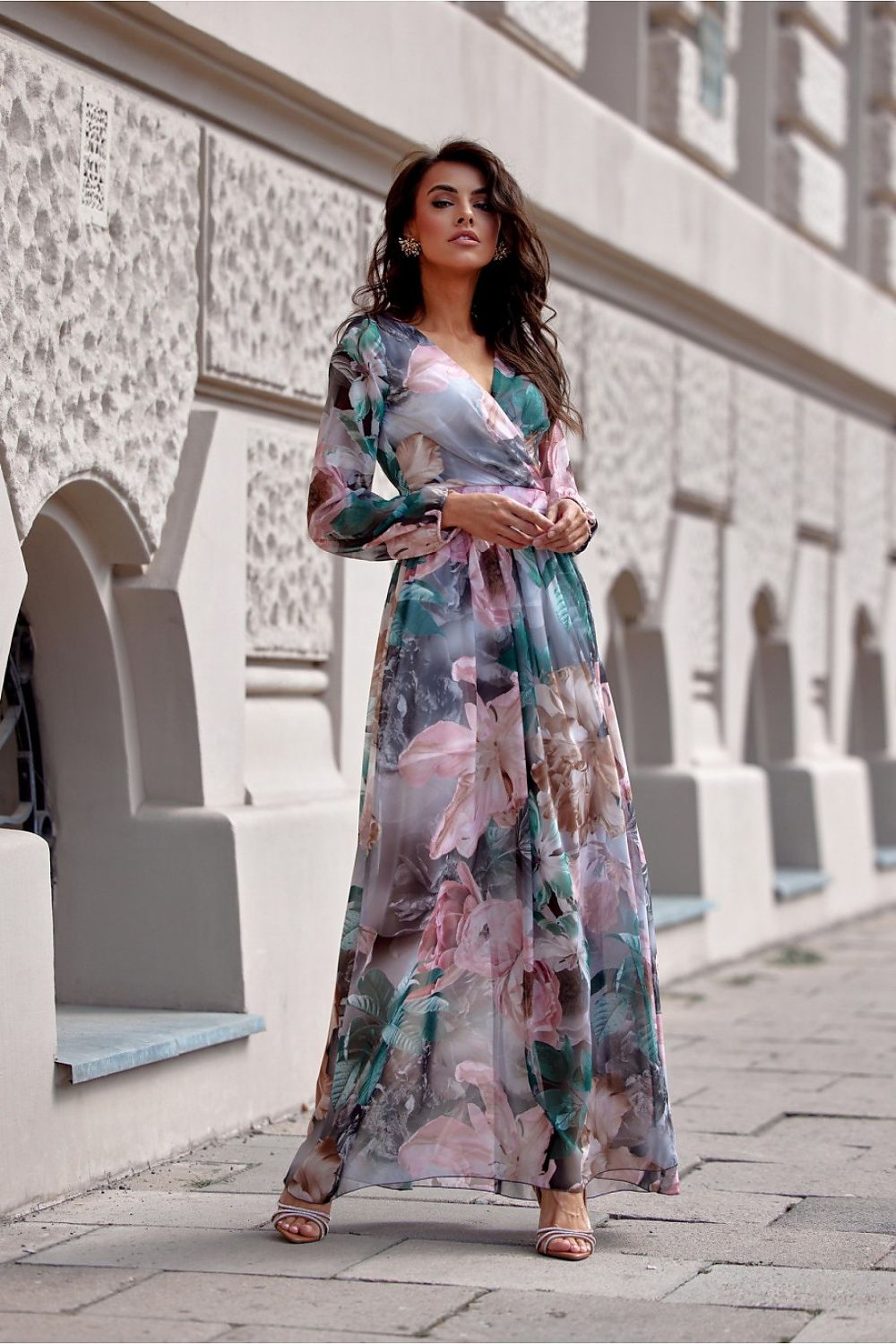 Bold Print Long Sleeve Maxi Daydress by Roco Fashion