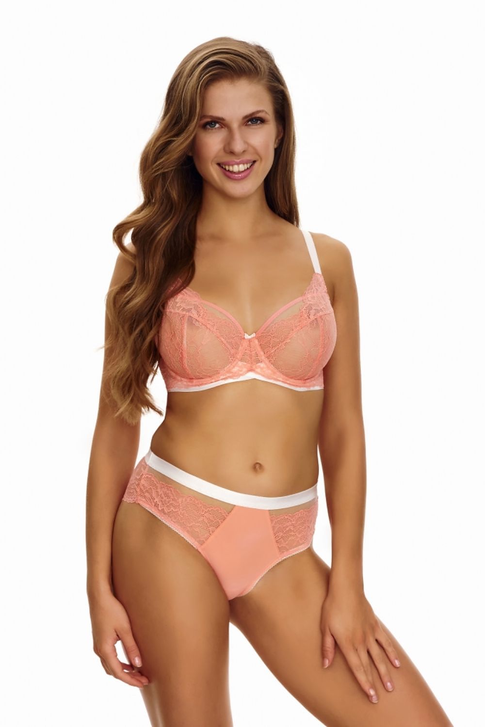 Soft Semi-Sheer Peach Lace Bra by Lupo Line