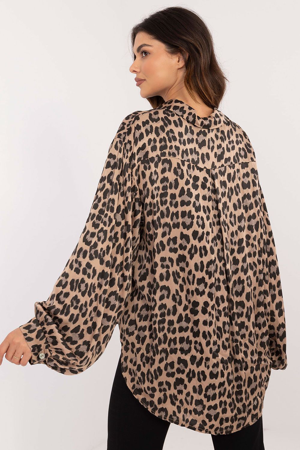 Long Sleeve Over-Sized Leopard Print Blouse Shirt by Och Bella