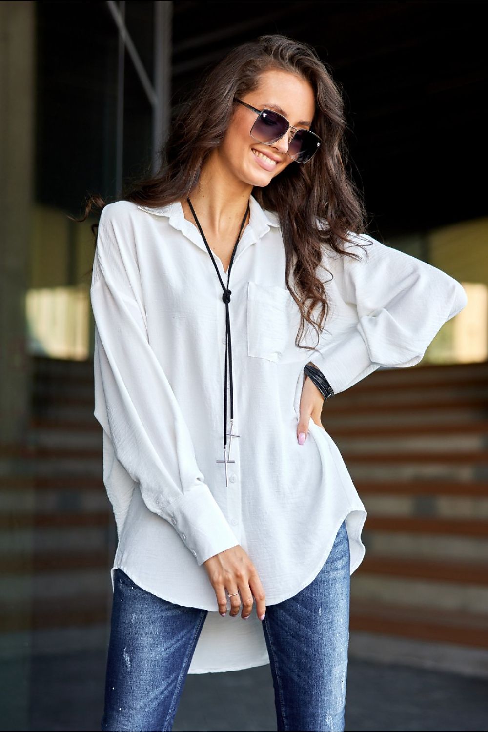 Over-Sized Long Sleeve Womens Shirt by Roco Fashion