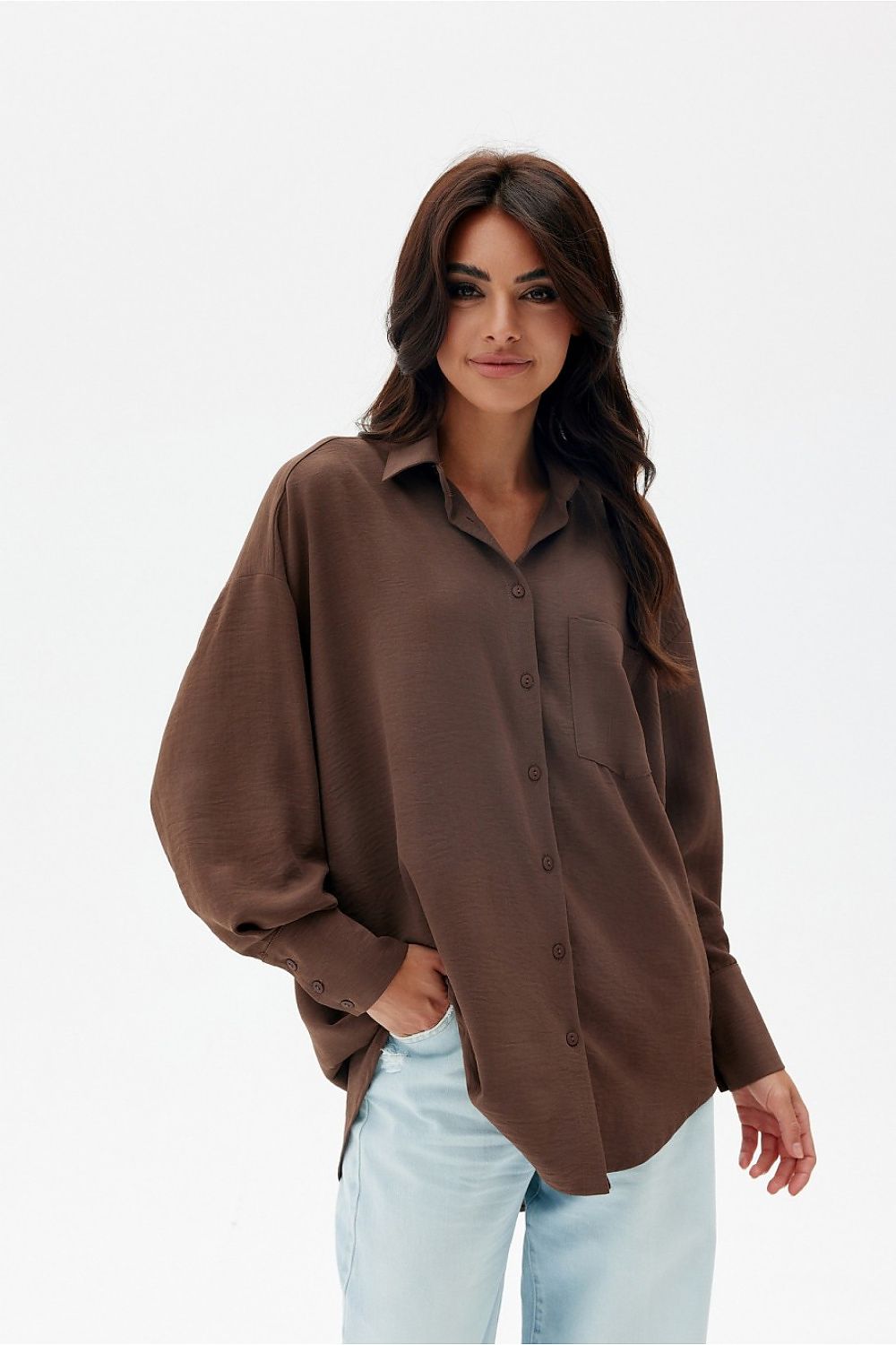 Over-Sized Long Sleeve Womens Shirt by Roco Fashion