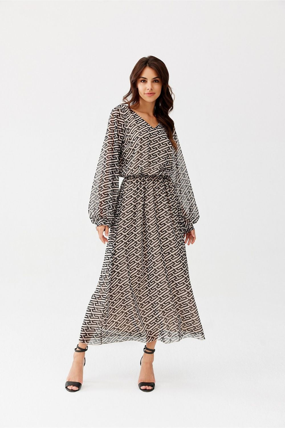 Long Sleeved Chiffon Midi Daydress by Roco Fashion