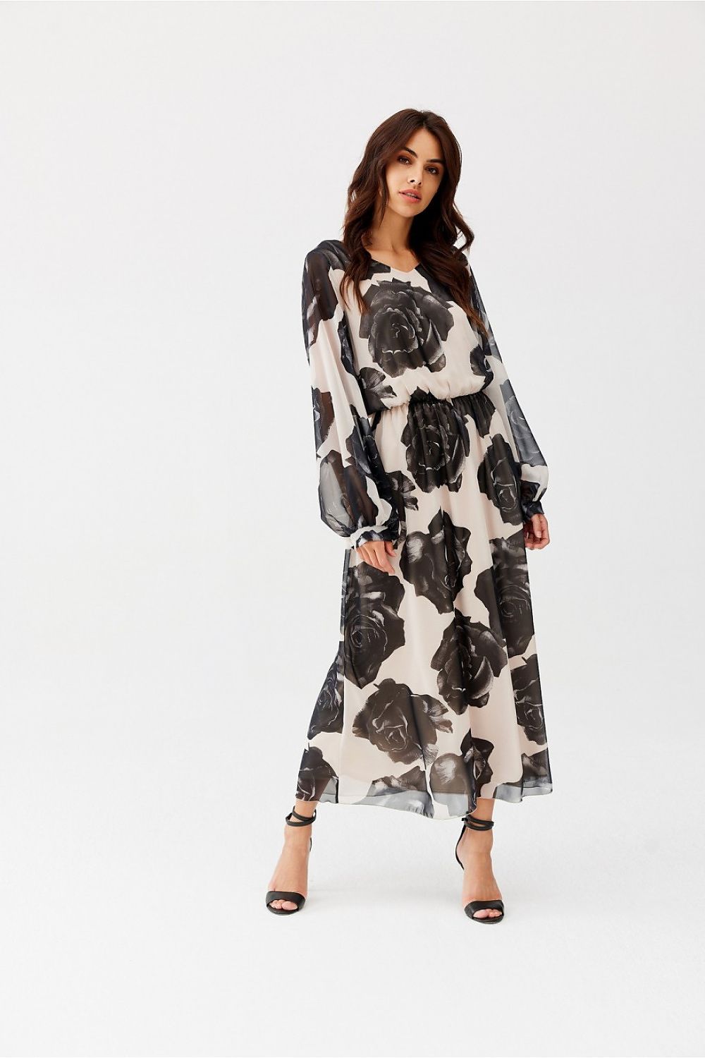 Long Sleeved Chiffon Midi Daydress by Roco Fashion