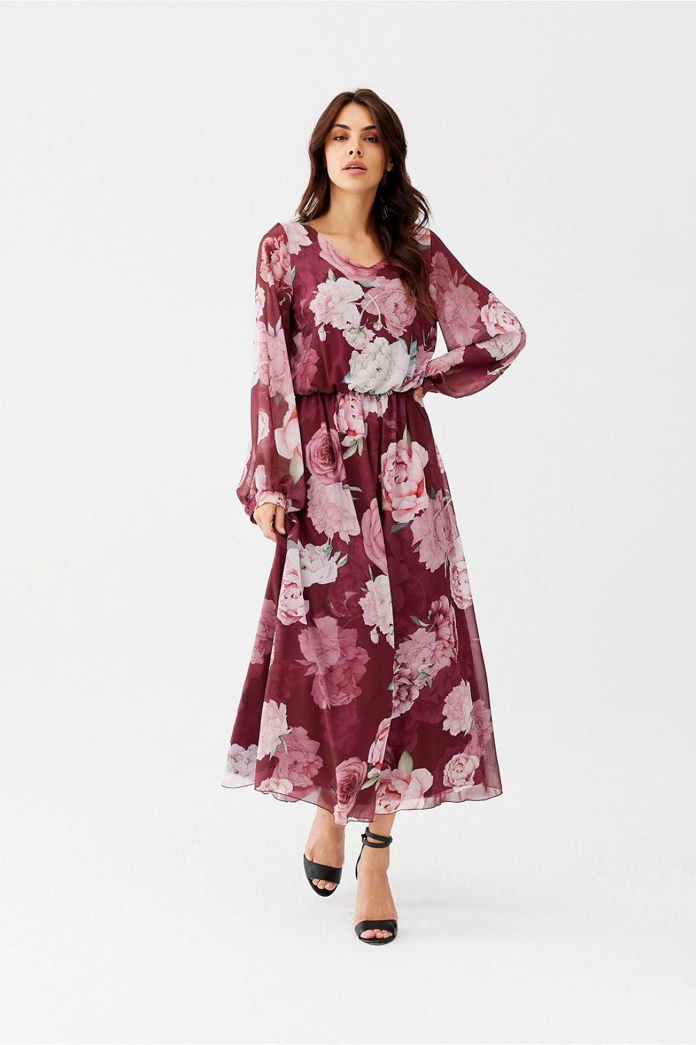 Long Sleeved Chiffon Midi Daydress by Roco Fashion