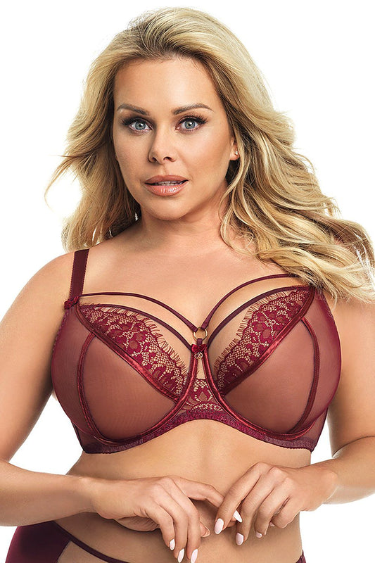 Soft Underwired Burgundy Bra for Larger Breasts by Gorsenia Lingerie