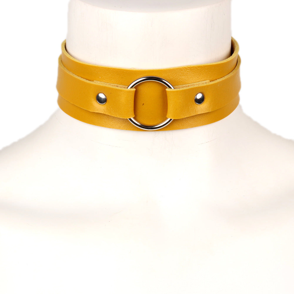 Leather Collar with Ring | 9 Colour Options