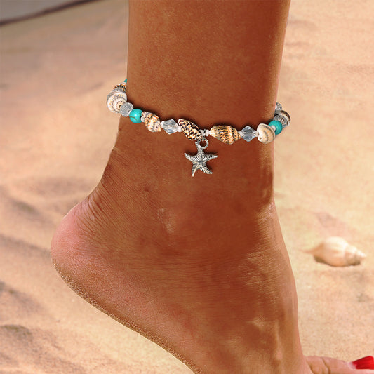 Starfish Charm Seashell Anklet