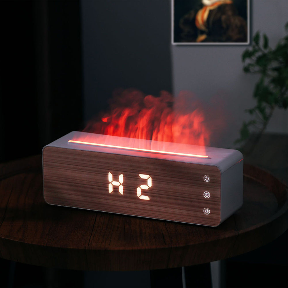 Flame Effect Aromatherapy Humidifier and Bedside Clock