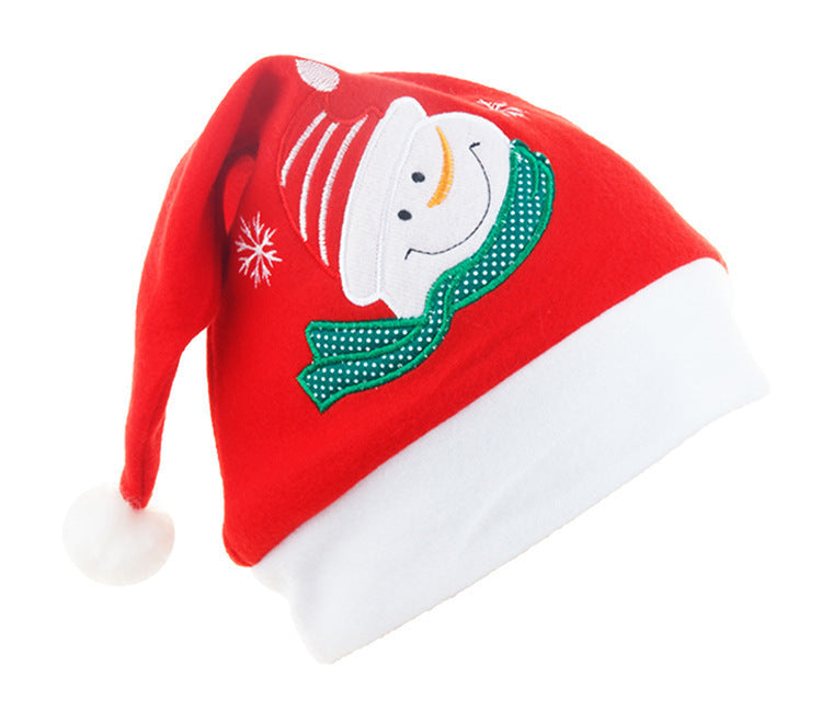 Christmas Hat Cartoon Embroidery Reindeer Santa & Snowman Fuzzy Hat