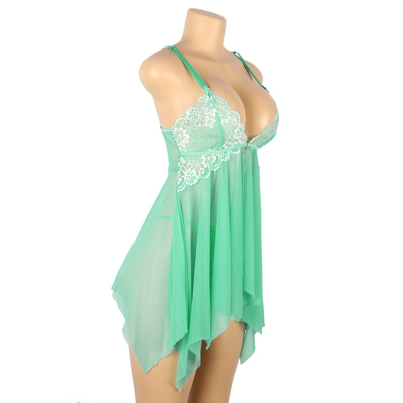 Women's Fashion Irregular Lace See-through Nightdress