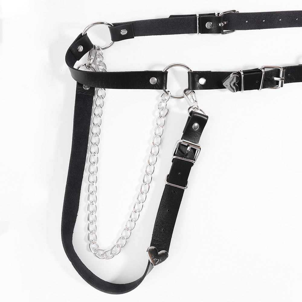 Gothic Punk Leather Dual Purpose Bondage Top or Chain Belt