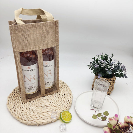 Nordic Jute Wine Bottle Carry Gift Bag | 2 Size Options