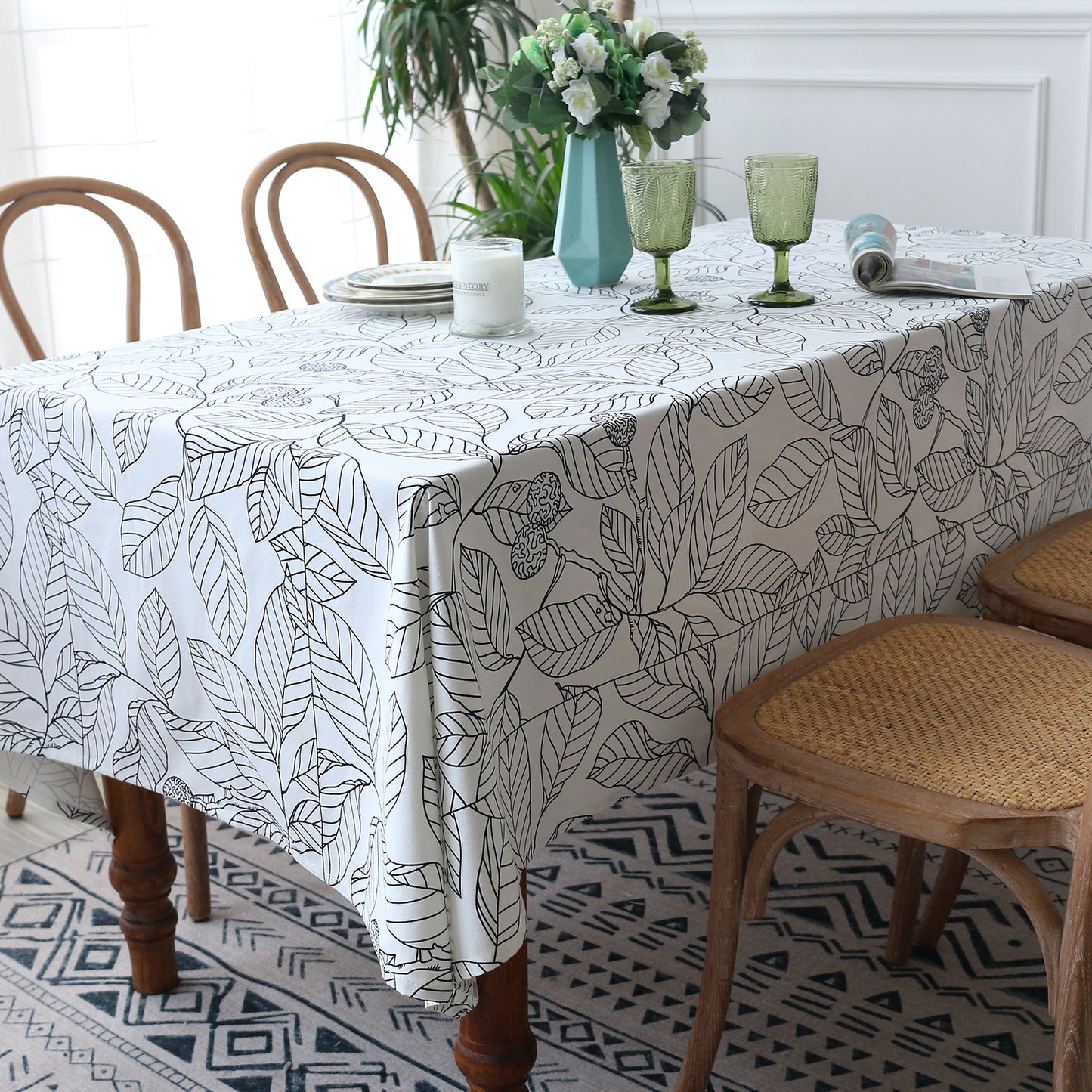 2 Tone Botanical Print Table Cloth | 2 Colour Options