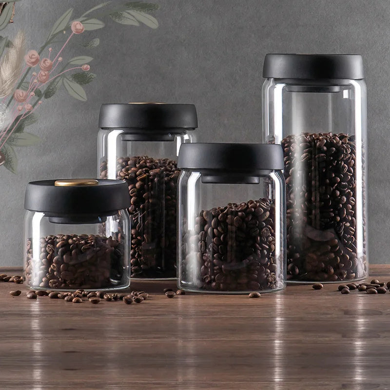 Vacuum Sealing Glass Airtight Jars - Perfect for Coffee, Nuts, Grains, Spices etc