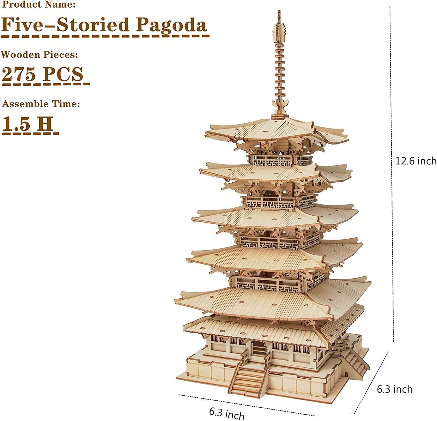 Robotime Five-storied Pagoda 3D Wooden Puzzle Gift