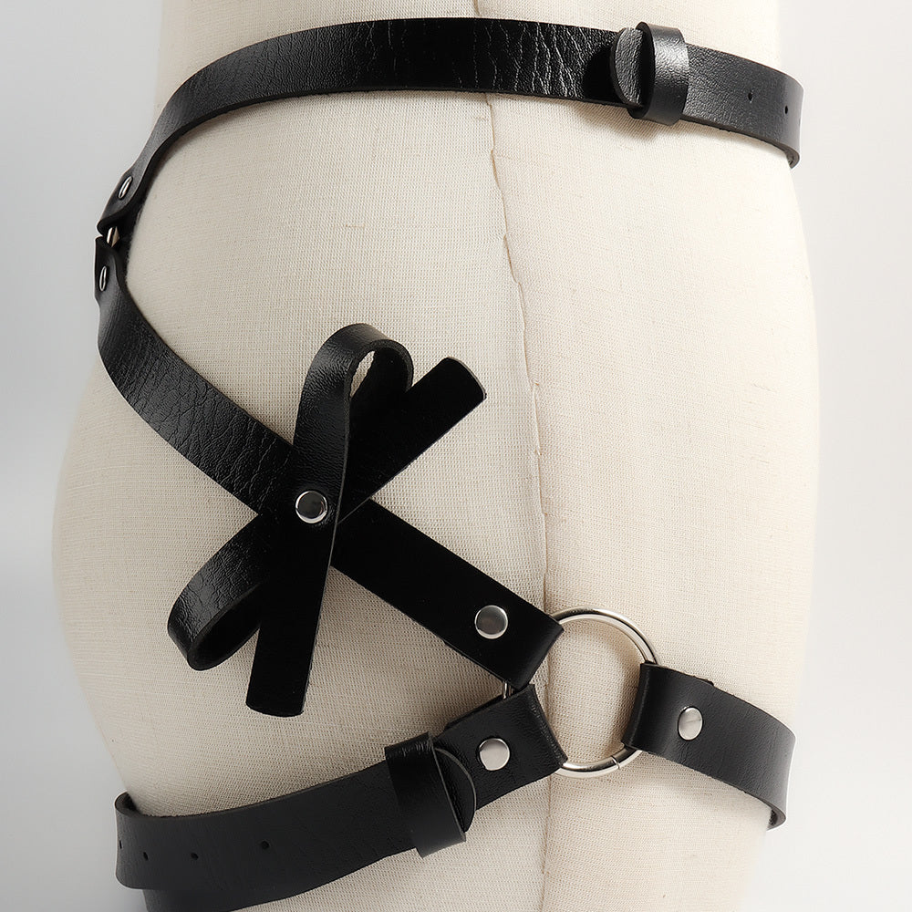 Black Sexy Leather Bondage Bum and Waist Harness