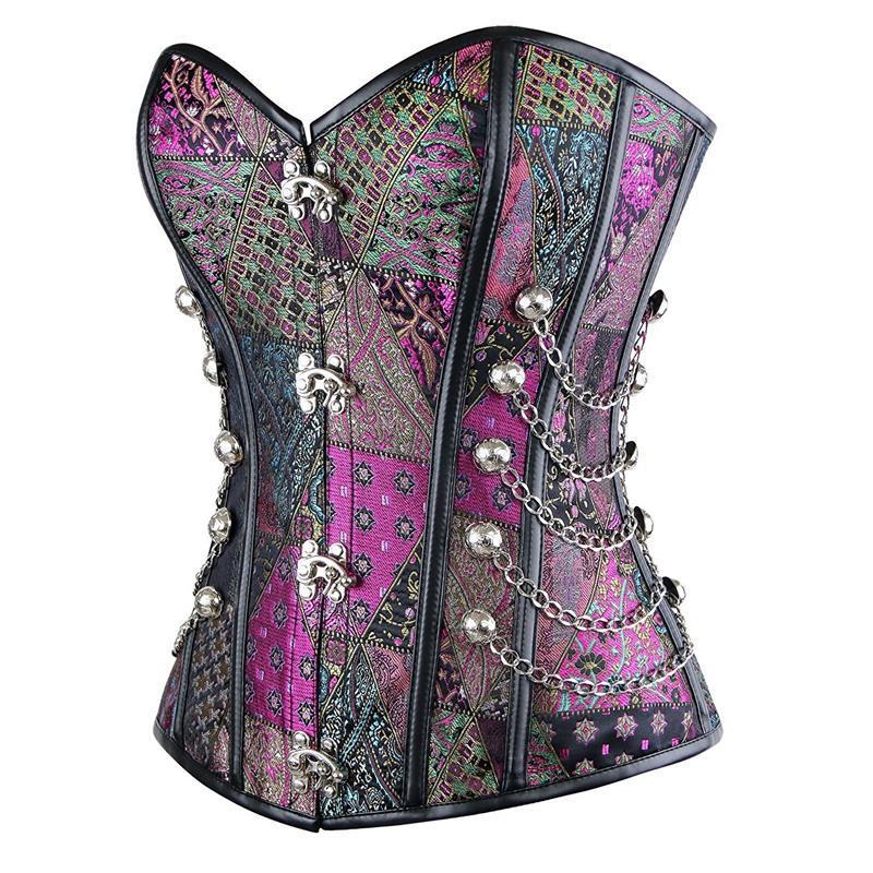 Patchwork Steel Rib Punk Corset