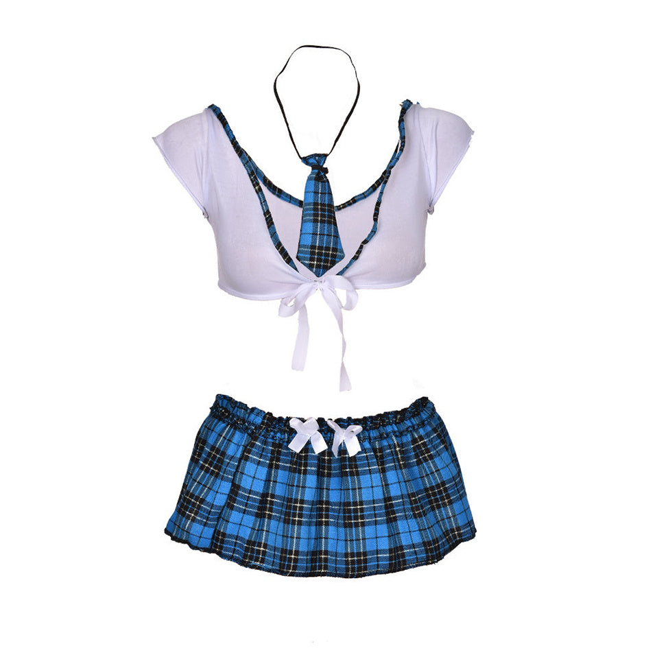 European Beauty Student Uniform Plaid Skirt Underwear Set
