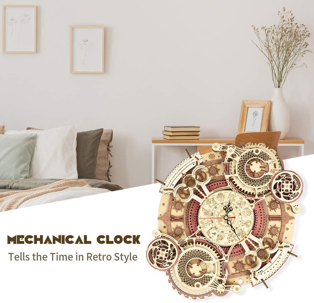 ROKR Time Art Zodiac Wall Clock 3D Wooden Puzzle