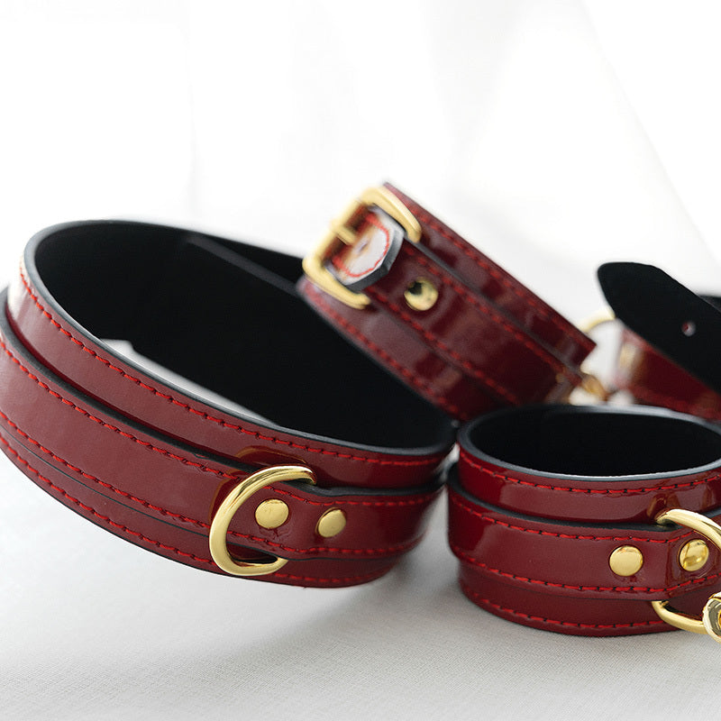 Red Leather High Quality Bondage Cuffs  | Hand, Ankle and Collar