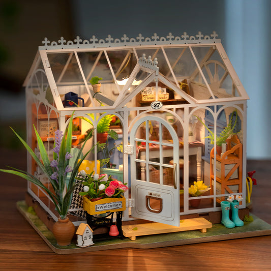 Rolife Hothouse or Greenhouse 3D Wooden Puzzle Build with LED Lighting