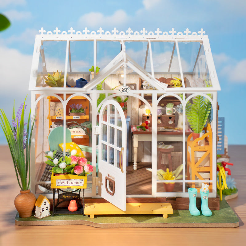 Rolife Hothouse or Greenhouse 3D Wooden Puzzle Build with LED Lighting