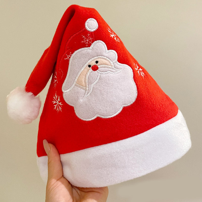 Christmas Hat Cartoon Embroidery Reindeer Santa & Snowman Fuzzy Hat