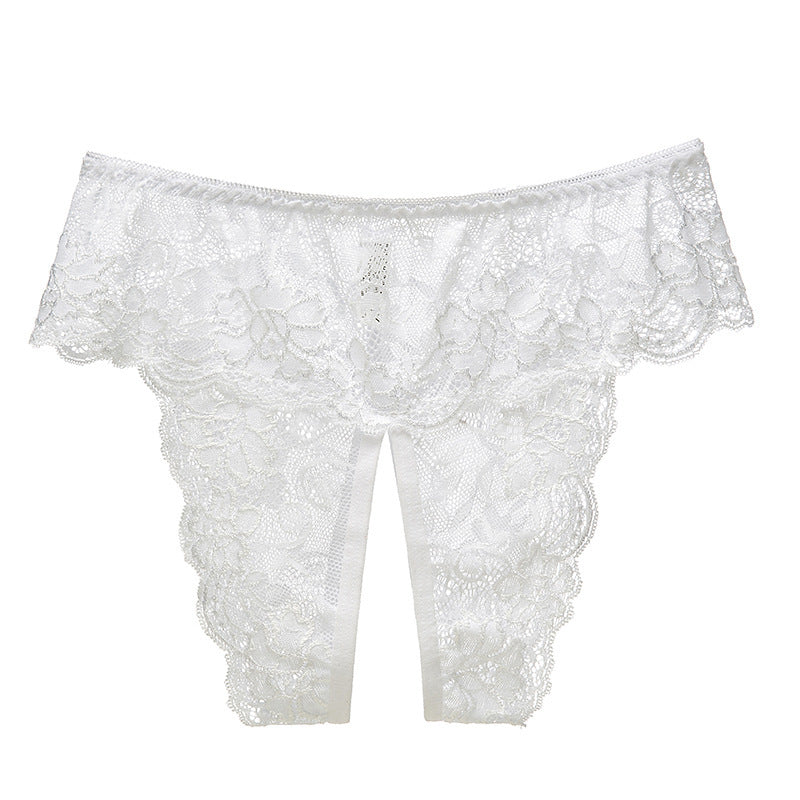 Sexy  Lace Open-Crotch French Knickers Thong Underwear - Plus Size