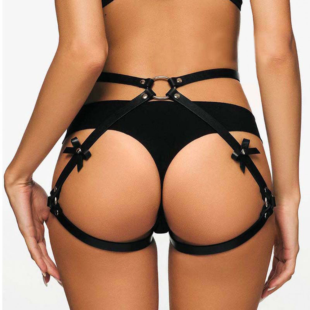 Black Sexy Leather Bondage Bum and Waist Harness