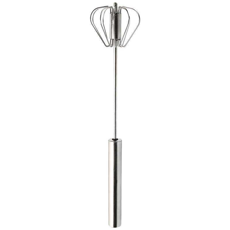 Stainless Steel Hand Egg Beater and Whisk - Push Down and it Rotates at Speed