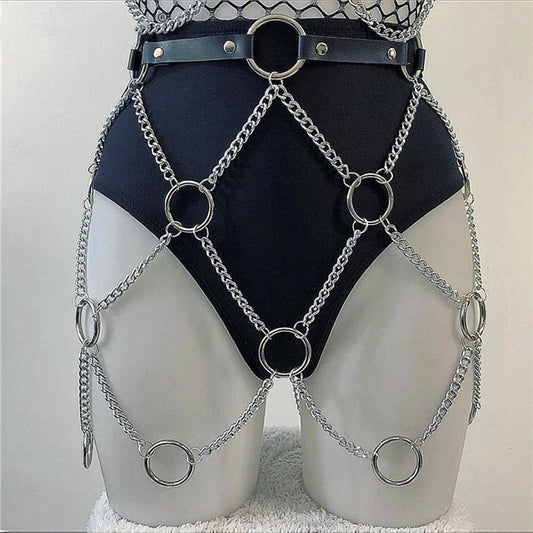 Gothic Punk Metal Ring Chain Belt