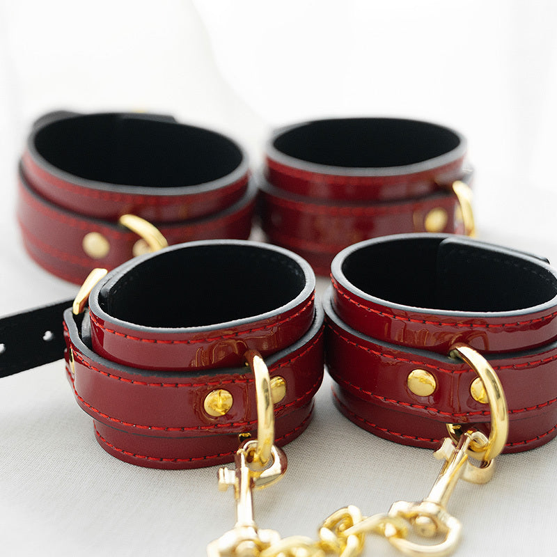 Red Leather High Quality Bondage Cuffs  | Hand, Ankle and Collar