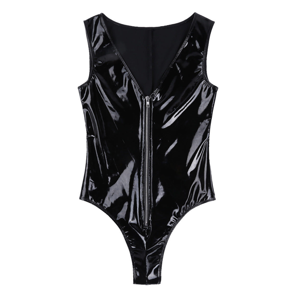 Ladies Black Wet Look Latex Bodysuit Fetish Clothing