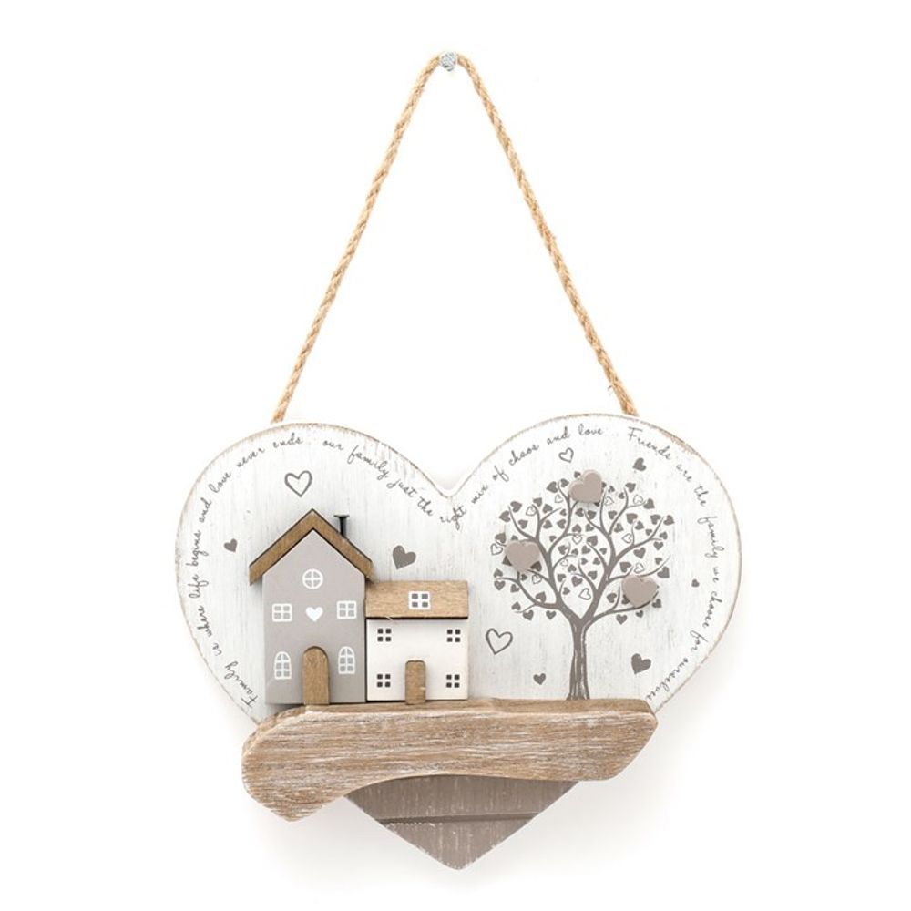 16cm Wooden Country House Hanging Heart Sign