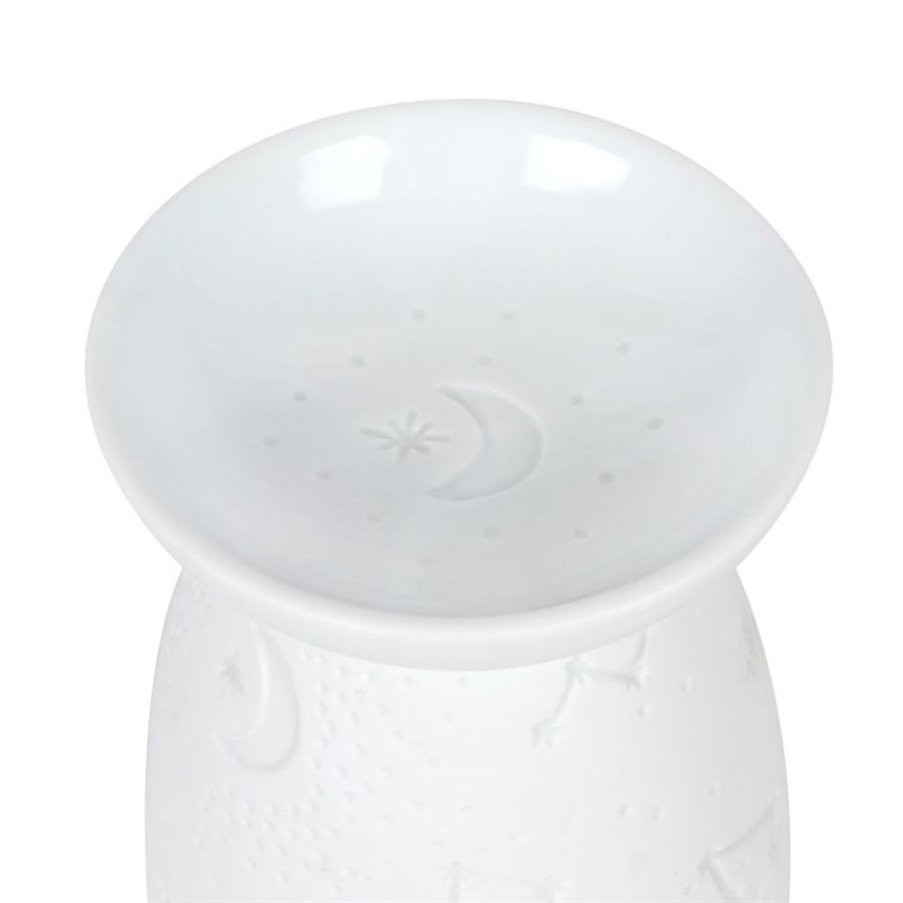 White Ceramic Star Constellation Inlay Essential Oil Burner - White Glaze