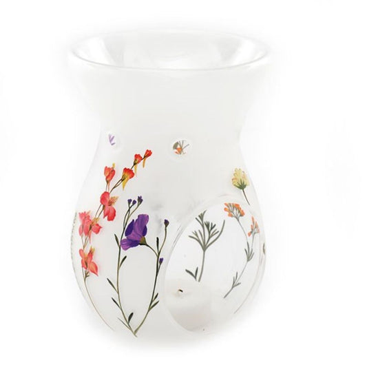 English Wildflower Print 15.5cm Glass Oil and Wax Burner