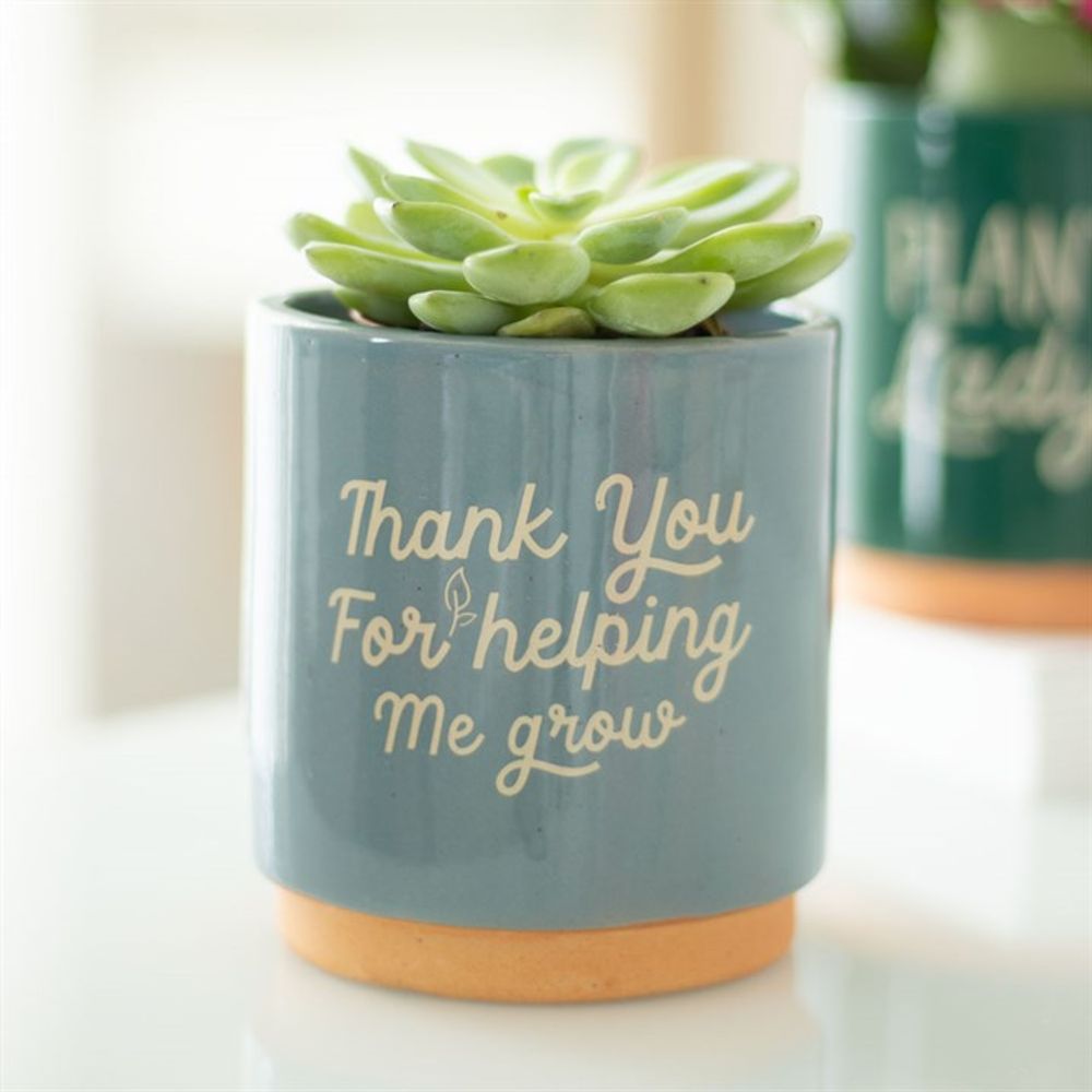 Blue Ceramic Pot Planter - Thank You For Helping Me Grow Plant Pot