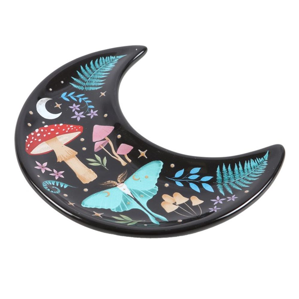 Crescent Shaped Mushroom and Moon Dark Forest Trinket Dish