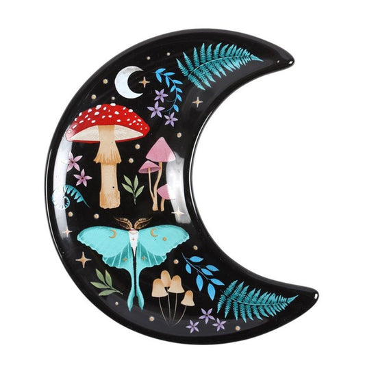 Crescent Shaped Mushroom and Moon Dark Forest Trinket Dish