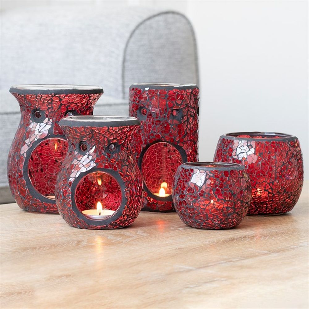 Red Glass Crackled Essential Oil Burner