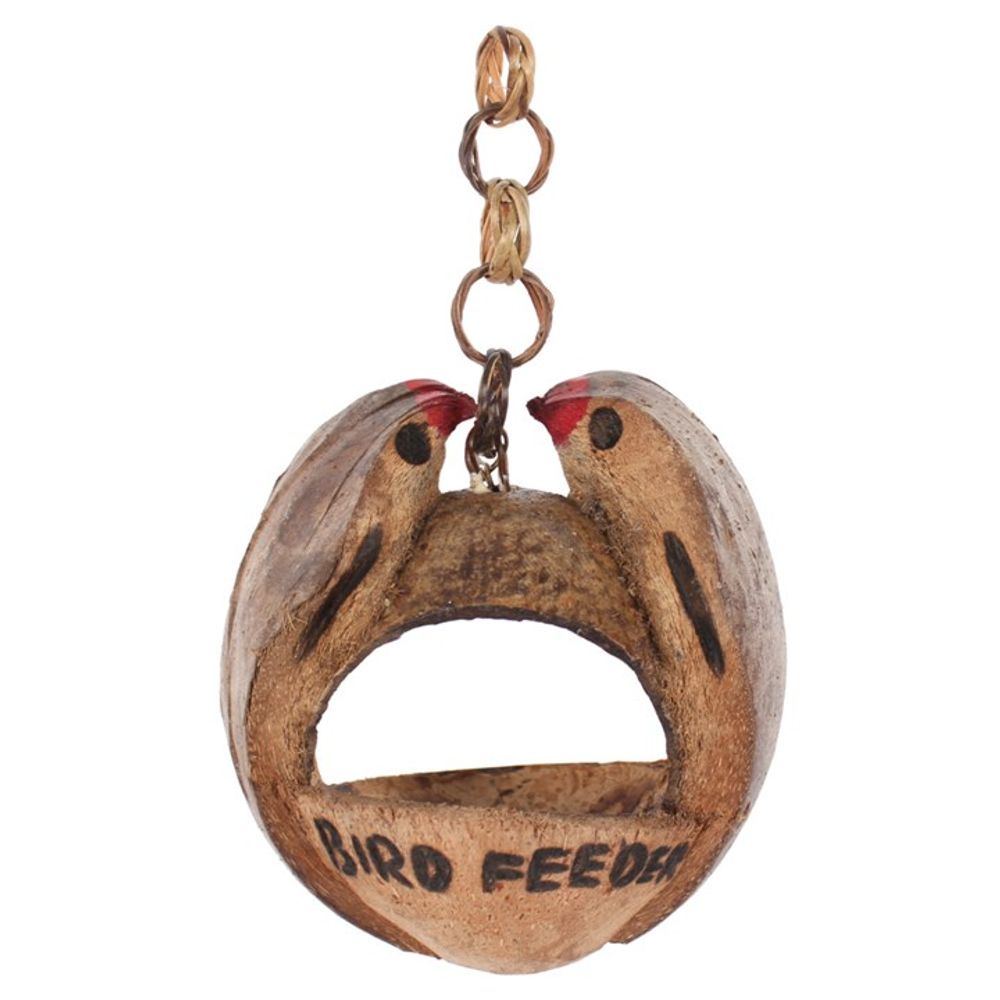 Hand Carved Wooden Hanging Bird Feeder