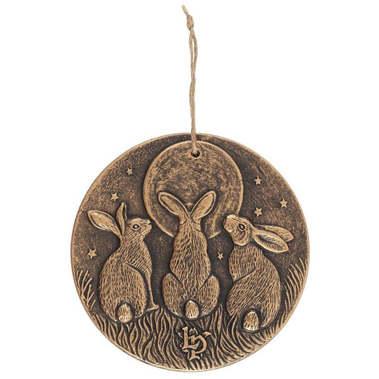 3 Hares Bronze Wall Hanging Plaque - Moon Shadows by Lisa Parker