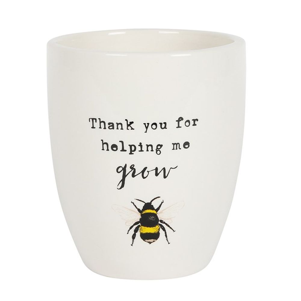 Honey Bee Ceramic Plant Pot - Thank You For Helping Me Grow