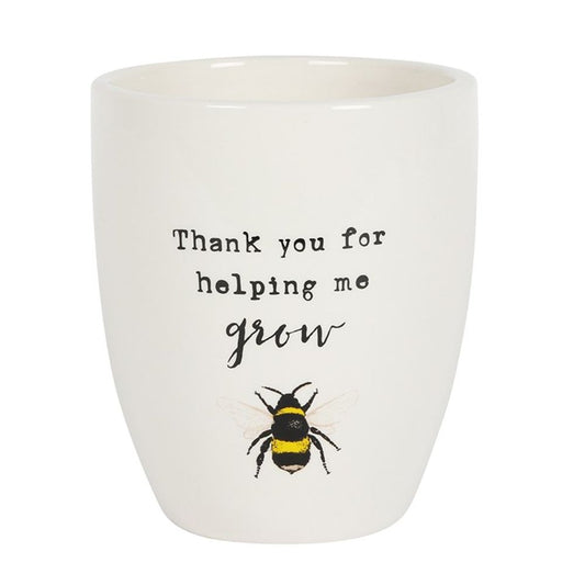 Honey Bee Ceramic Plant Pot - Thank You For Helping Me Grow